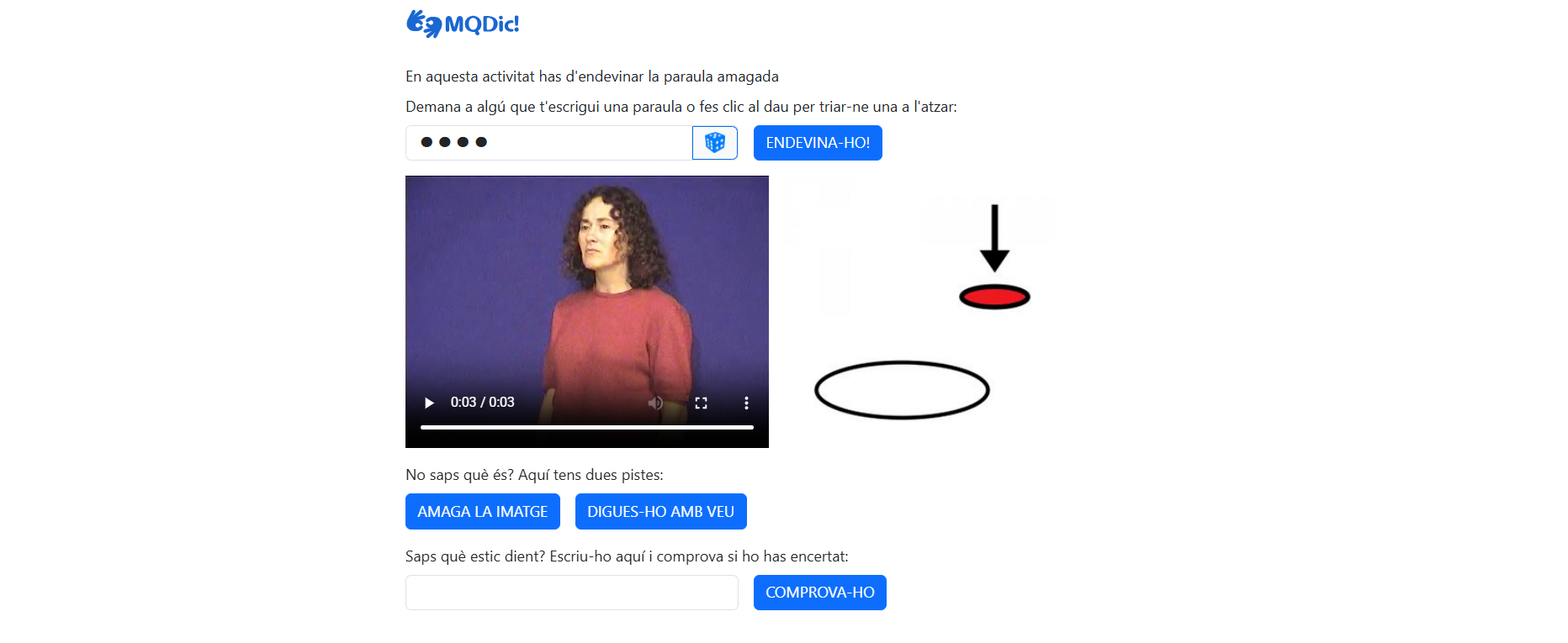 Exemple de l’opció «Recordem» del diccionari Mira què dic!