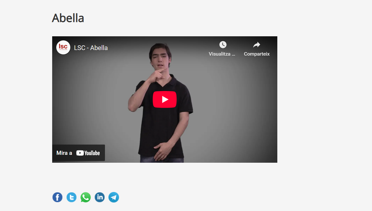 Exemple del resultat d’una cerca al Vocabulari bàsic de l’LSC