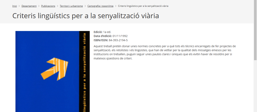 Criteris lingüístics per a la senyalització viària