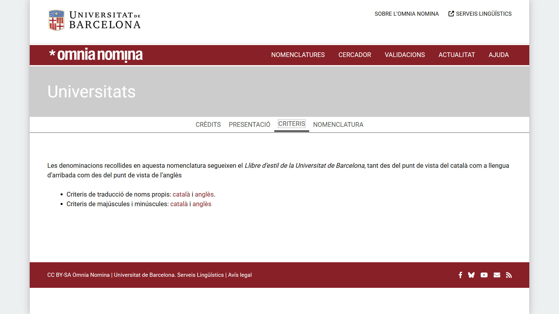 Criteris lingüístics, en català i anglès, que regeixen l’escriptura de les denominacions