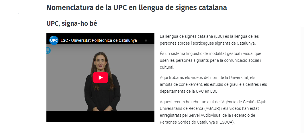 Presentació de la nomenclatura de la UPC signada Presentació de la nomenclatura de la UPC signada