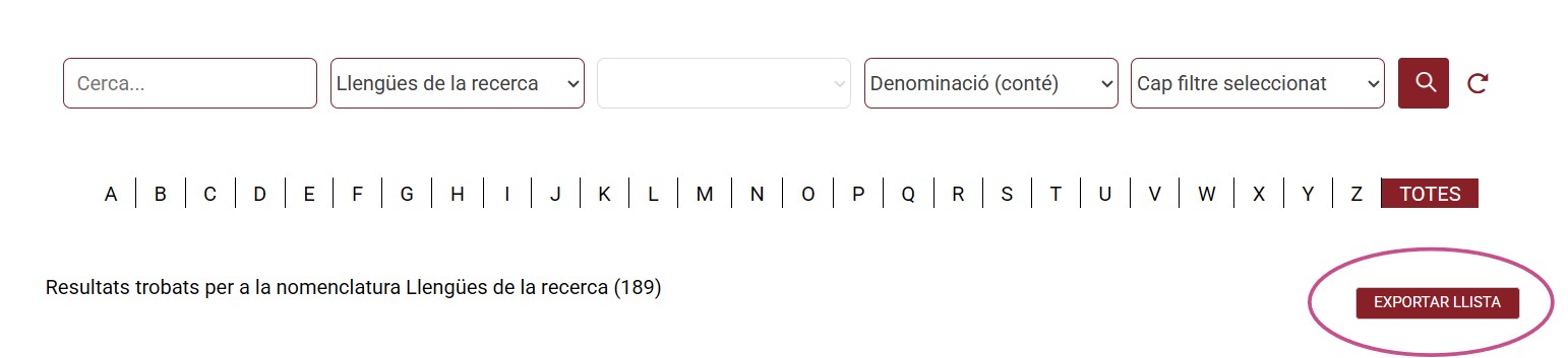 Exportació de dades
