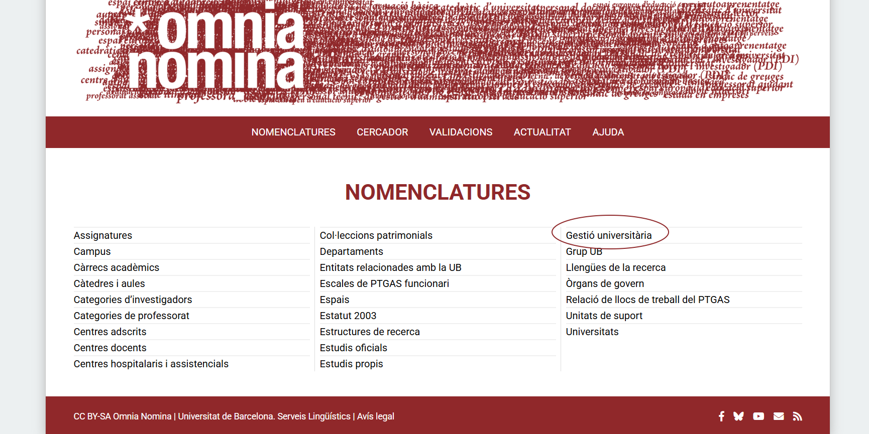 Accés a la <i>Nomenclatura</i> des de l’<i>Omnia nomina</i> Accés a la Nomenclatura des de l’Omnia nomina