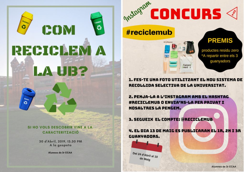 Cartells de les activitats de comunicació del grup de residus