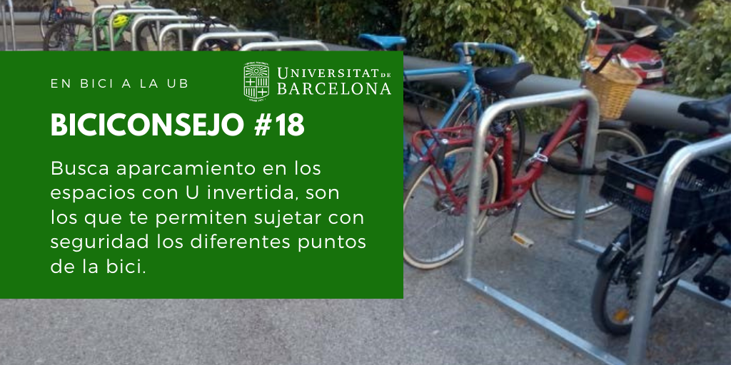 Busca aparcamiento en los espacios con U invertida, son los que te permiten sujetar con seguridad los diferentes puntos de la bici.