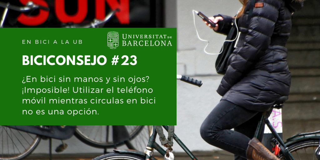 ¿En bici sin manos y sin ojos? ¡Imposible! Utilizar el teléfono móvil mientras circulas en bici no es una opción.