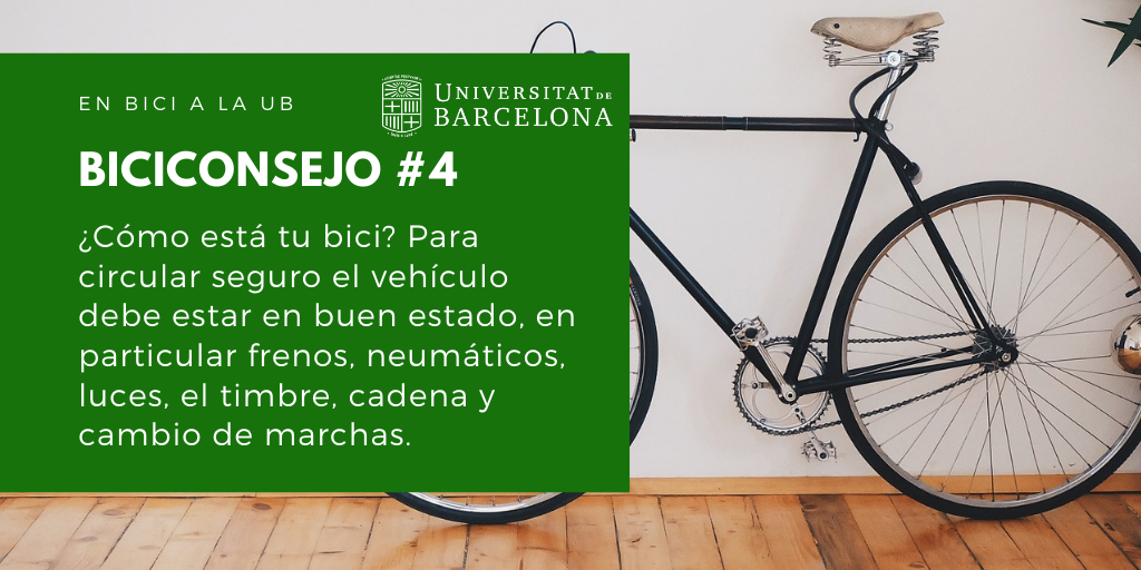 ¿Cómo está tu bici? Para circular seguro el vehículo debe estar en buen estado, en particular frenos, neumáticos, luces, el timbre, cadena y cambio de marchas.