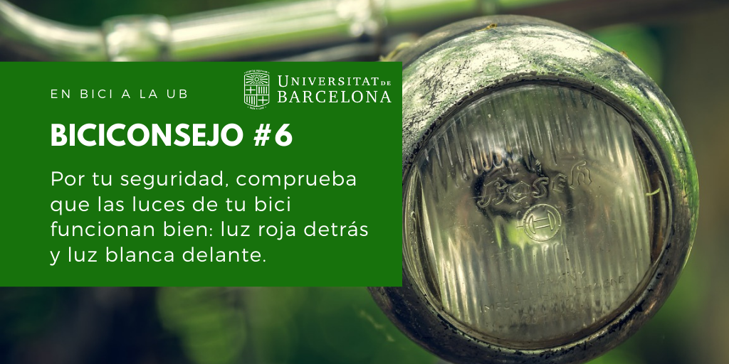 Por tu seguridad, comprueba que las luces de tu bici funcionan bien: luz roja detrás y luz blanca delante.