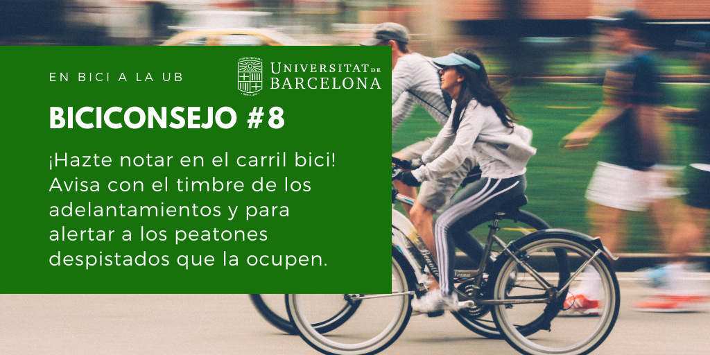 ¡Hazte notar en el carril bici! Avisa con el timbre de los adelantamientos y para alertar a los peatones despistados que la ocupen.