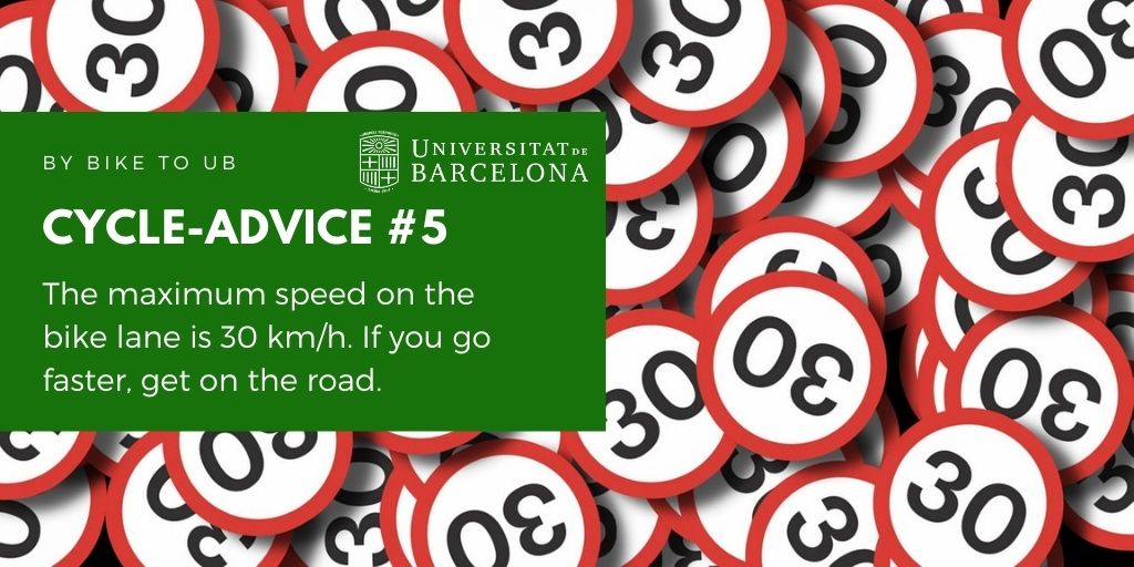 The maximum speed on the bike lane is 30 km/h. If you go faster, get on the road.