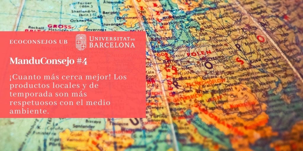 ¡Cuanto más cerca mejor! Los productos locales y de temporada son más respetuosos con el medio ambiente.