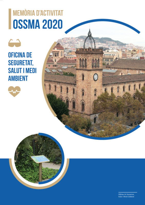 Portada de la memòria d'activitat de l’Oficina de Seguretat, Salut i Medi Ambient de l'any 2020