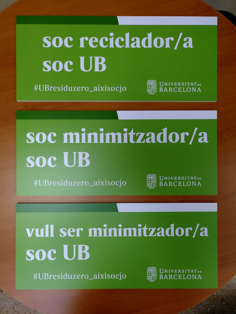 Cartells de la campanya #UBresiduzero_aixisocjo