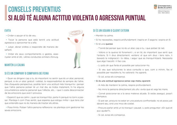 Consejos preventivos ante una actitud violenta puntual