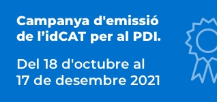 Campanya d'emissió de l'idCAT per al PDI. Del 18 d'octubre al 17 de desembre de 2021.