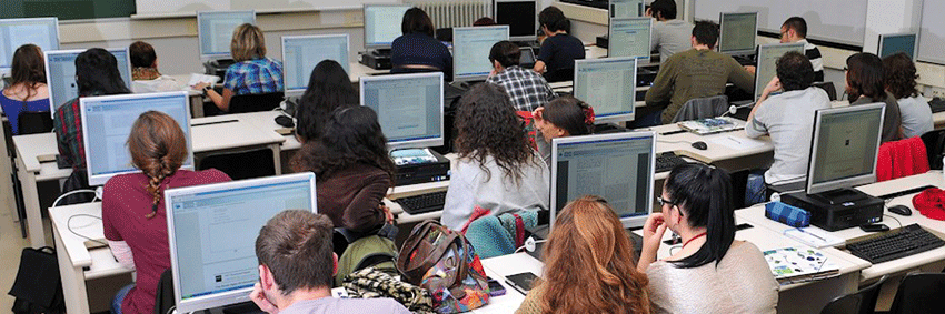Students working at Faculty computers