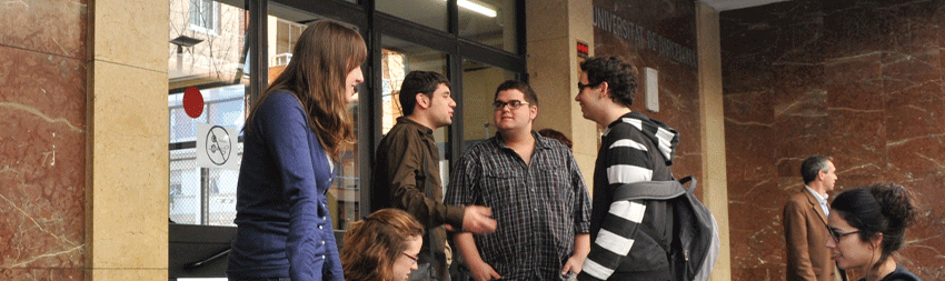 Students at the faculty door