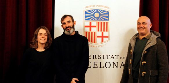 De izquierda a derecha, los estudiantes Tura Sanz, Miquel García y Luca Tronci, que han ganado las becas este año.