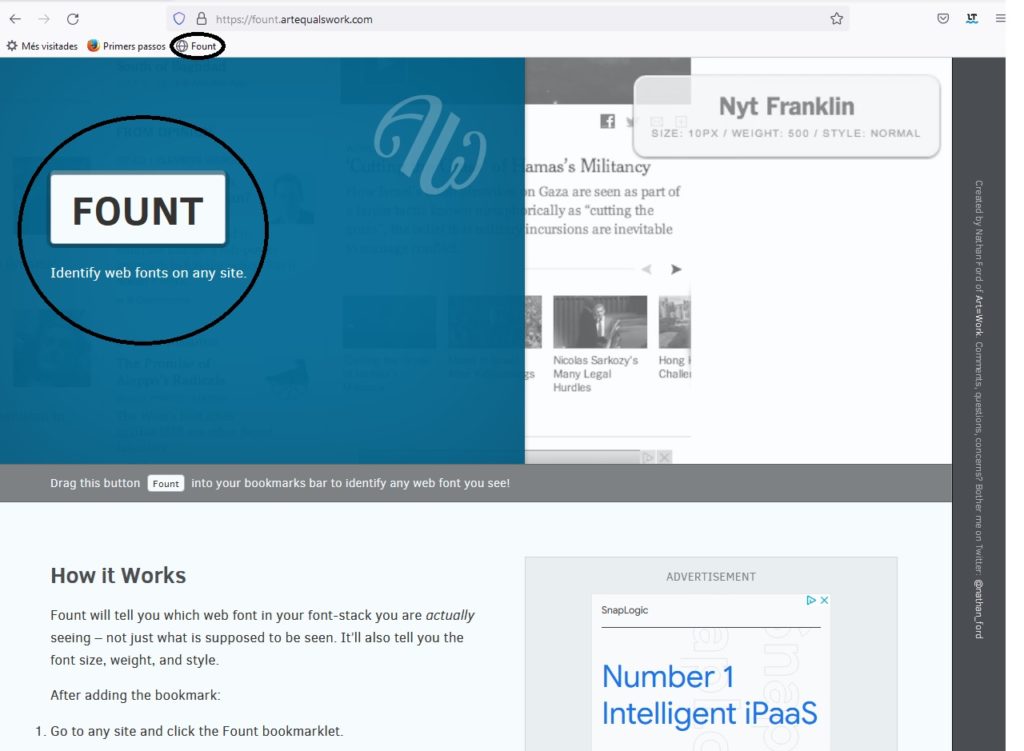 A dalt, botó que activa l’aplicació. Al mig, icona que s’ha d’arrossegar cap a la barra de les adreces d’interès