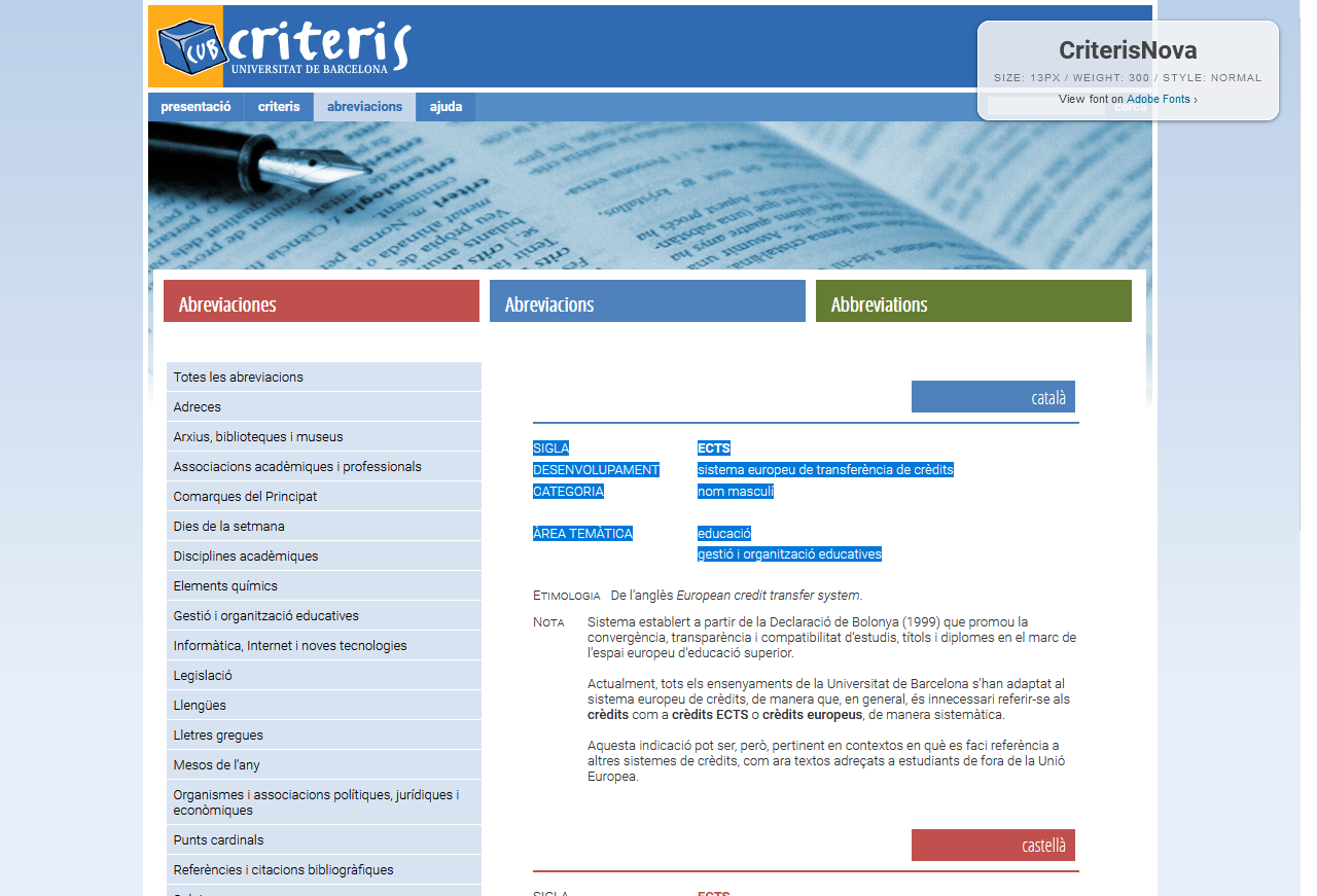 Detecció de la lletra tipogràfica d’una pàgina web