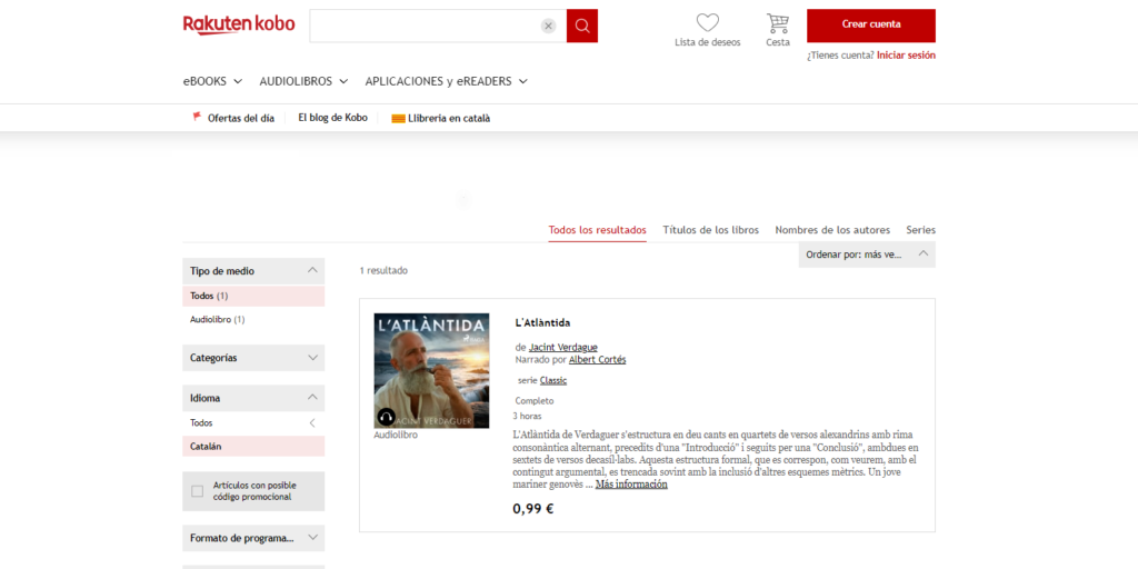 Exemplar de L’Atlàntida a Rakuten Kobo