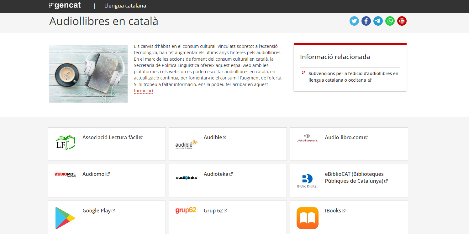Alternatives de plataformes d’audiollibres al web de la Generalitat