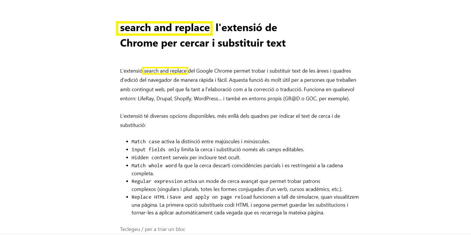 Segments que volem substituir: de minúscula a majúscula inicial Segments que volem substituir: de minúscula a majúscula inicial