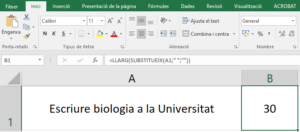 Recompte de caràcters sense espais en blanc Recompte de caràcters sense espais en blanc
