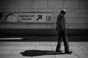 Entrance round the corner