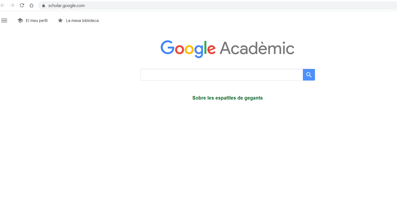 Pàgina d’inici de Google Acadèmic