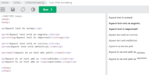 Exemples d’aplicació de les etiquetes HTML de format