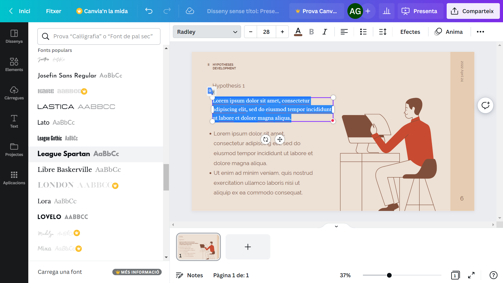 Edició de text: selecció de fonts Edició de text: selecció de fonts