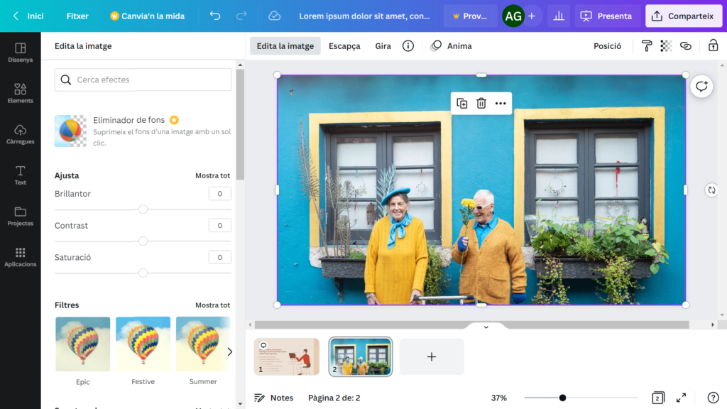 Opcions d’edició de fotografies Opcions d’edició de fotografies