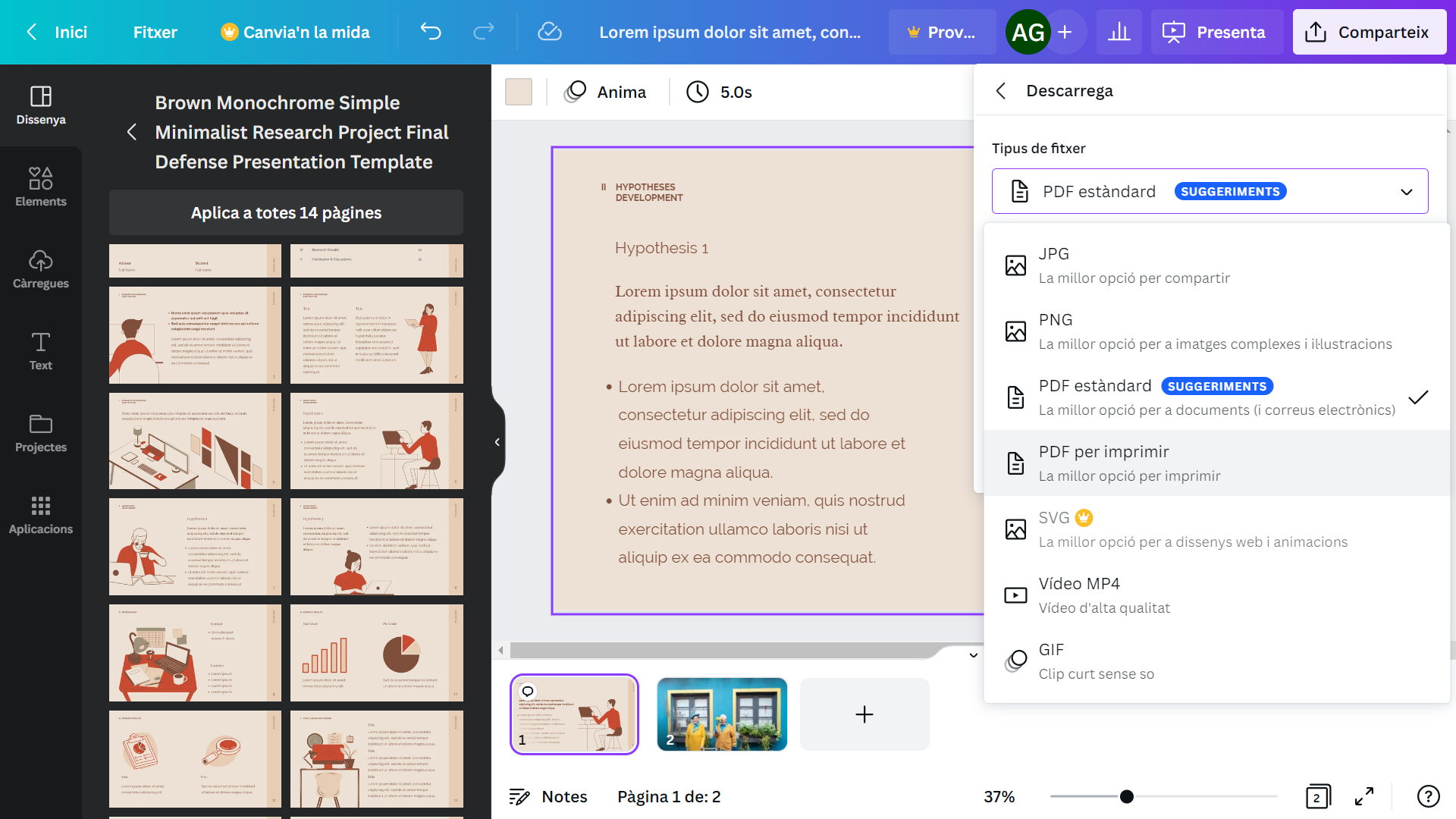 Possibles formats d’exportació Possibles formats d’exportació