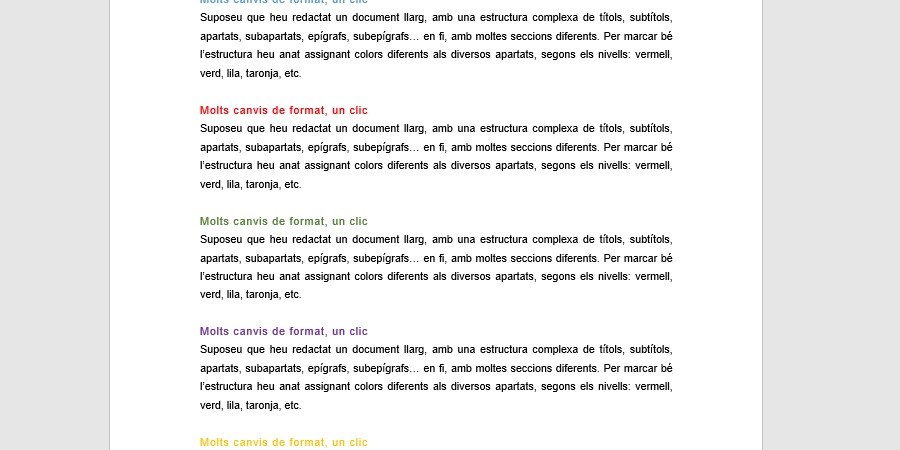 Text multicolor de partida