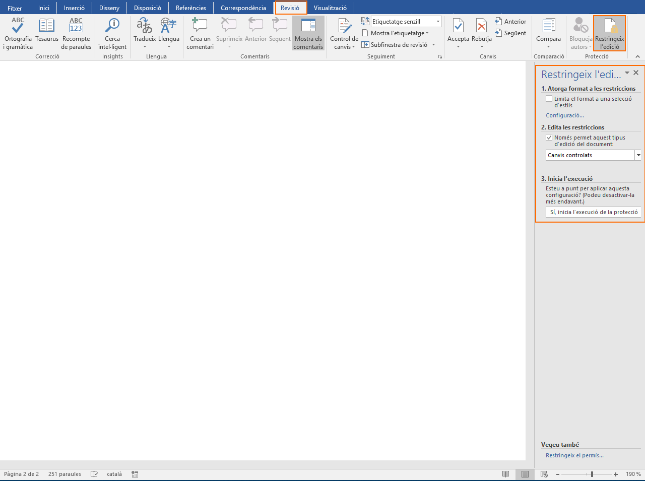 Opcions de restricció de l’edició