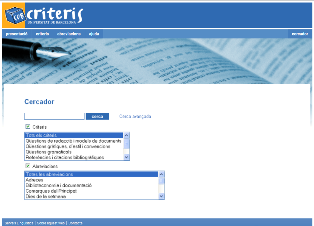 La cerca simultània a criteris i abreviacions