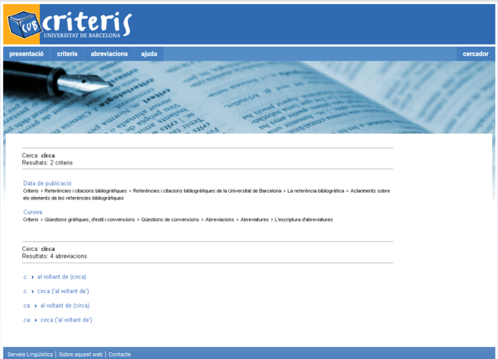 Els resultats de la cerca amb informació de context