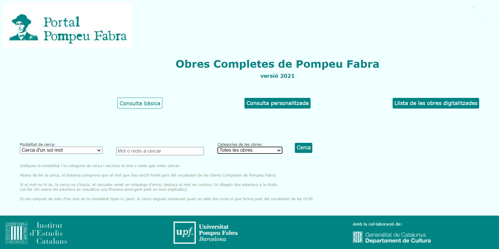 Cercador de les Obres Completes de Pompeu Fabra