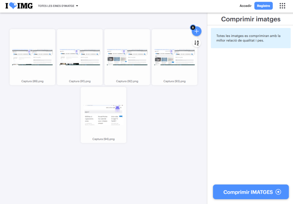 Es poden comprimir massivament lots d’imatges. Es poden comprimir massivament lots d’imatges.