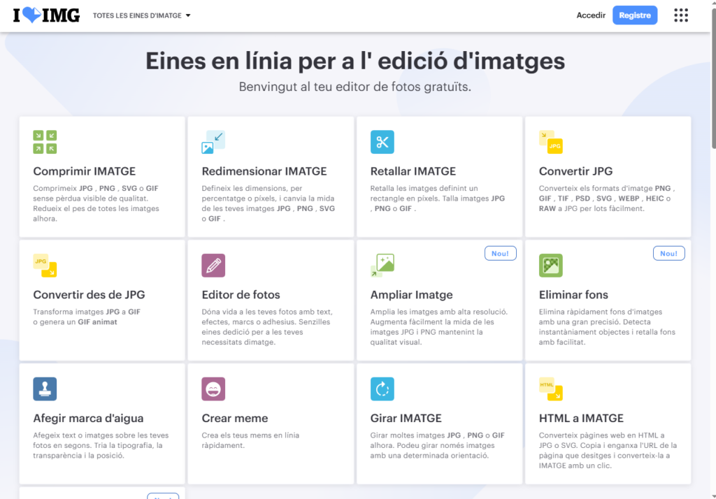 L’iLoveIMG ofereix múltiples funcions. L’iLoveIMG ofereix múltiples funcions.