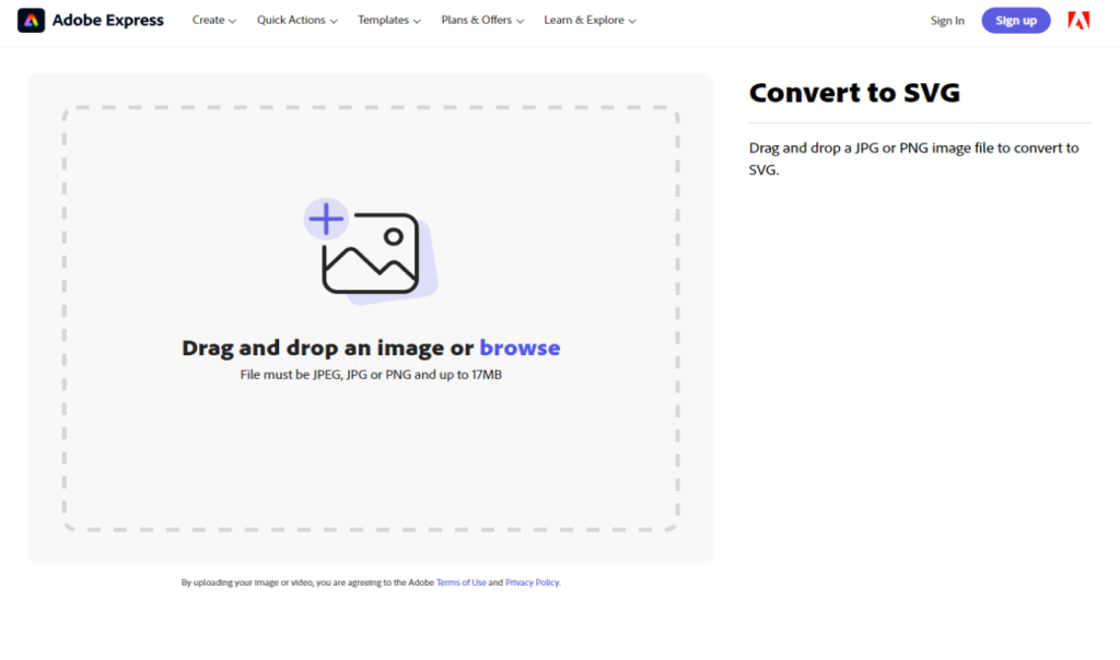 Interfície per pujar la fotografia que volem convertir