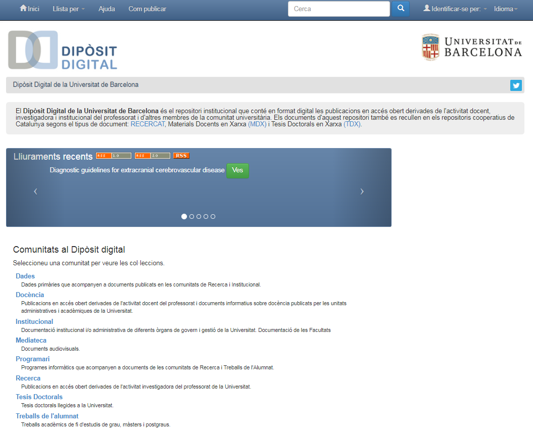 Pàgina principal del Dipòsit Digital