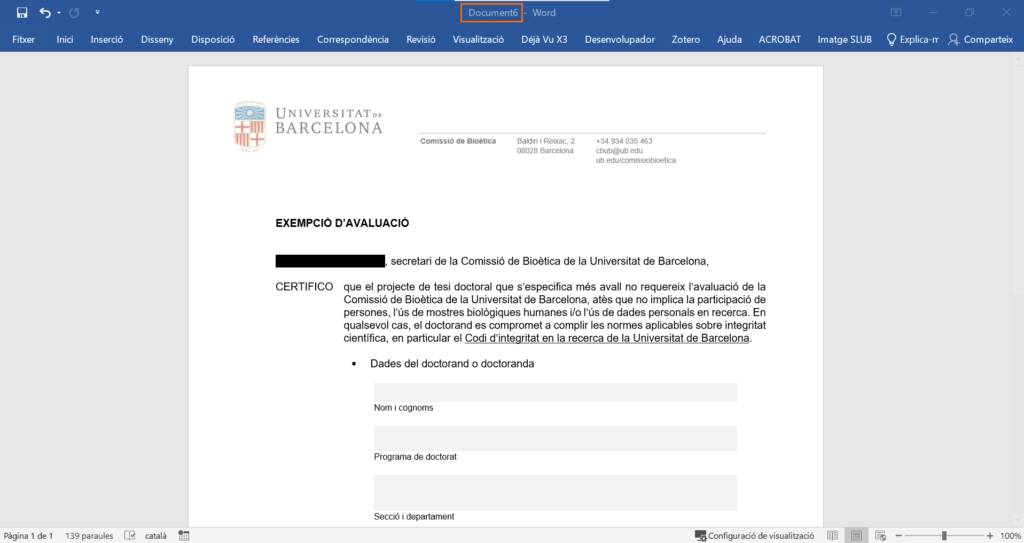 Fitxer de document generat a partir d’una plantilla