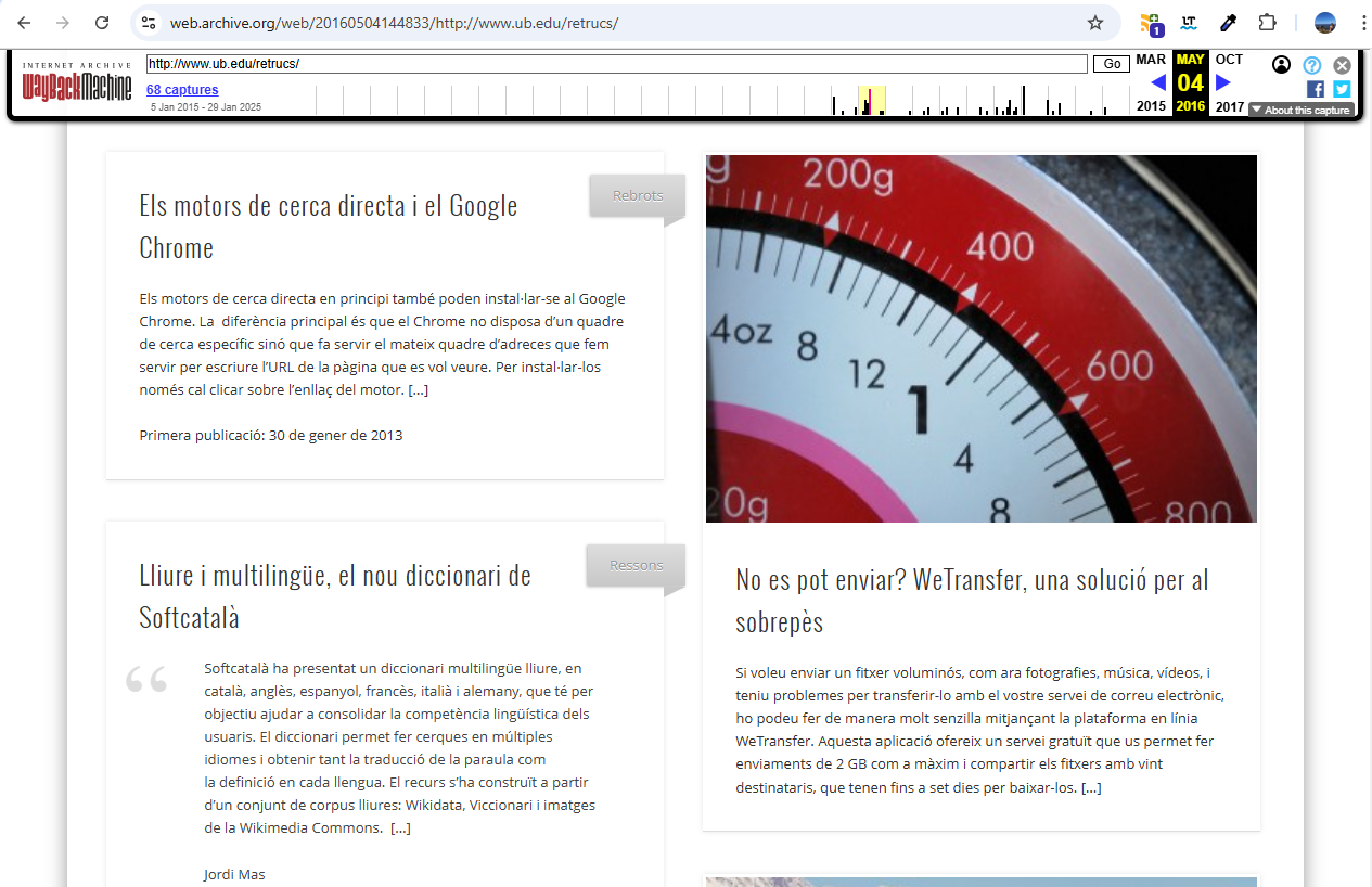 Visualització d’una selecció d’apunts