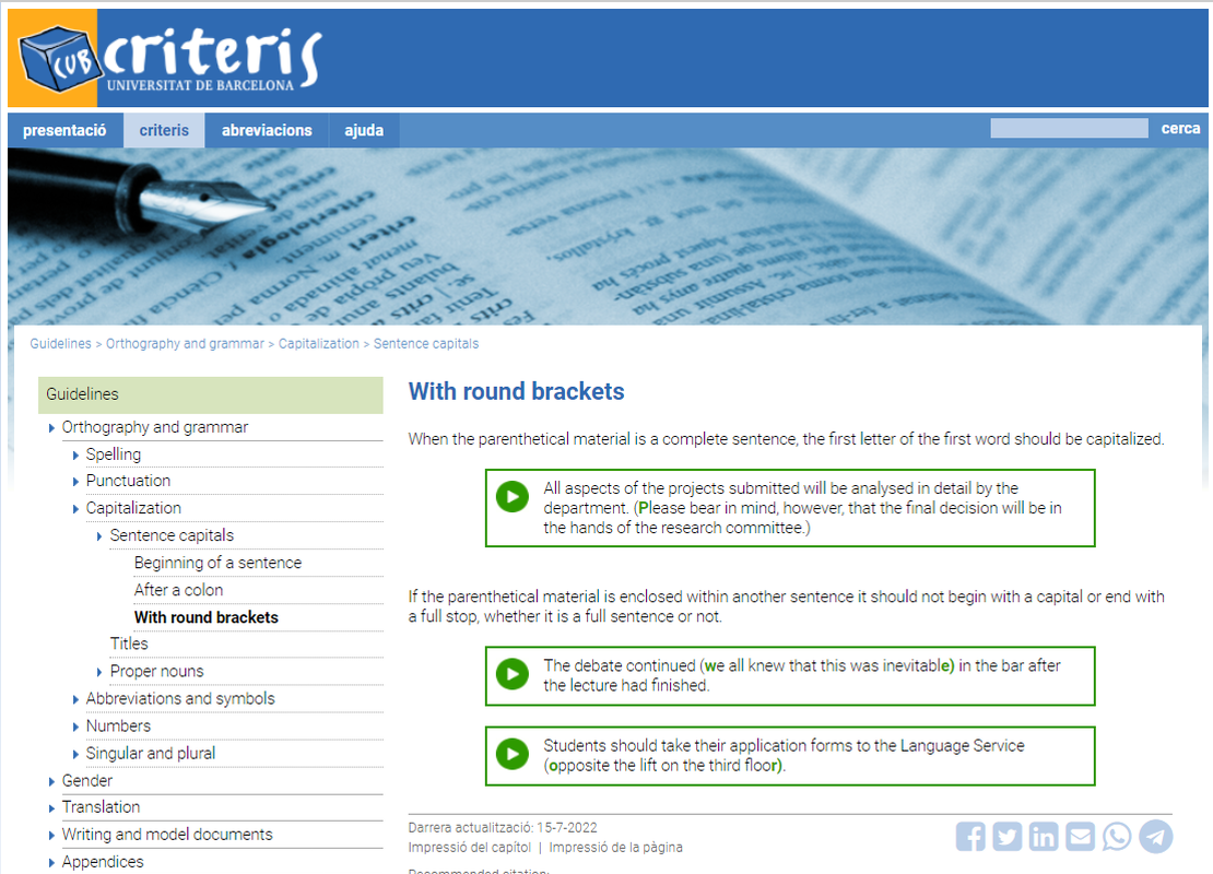 La branca d’anglès: criteris lingüístics