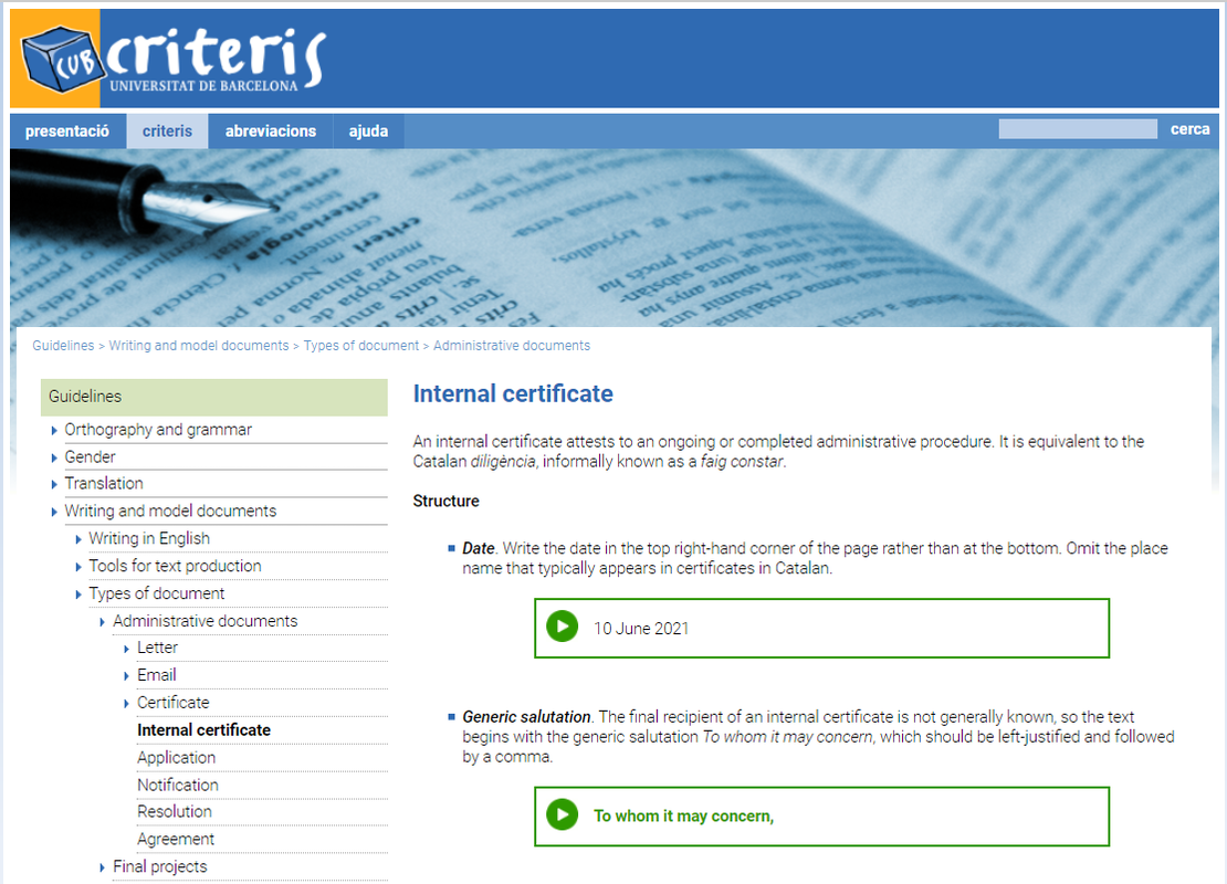 La branca d’anglès: models de documents