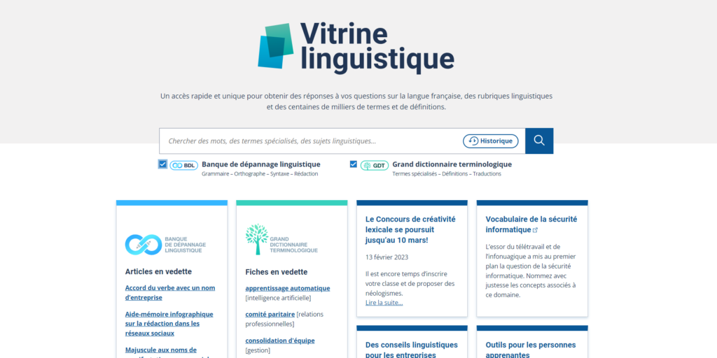 Pàgina d’inici de la Vitrina lingüística