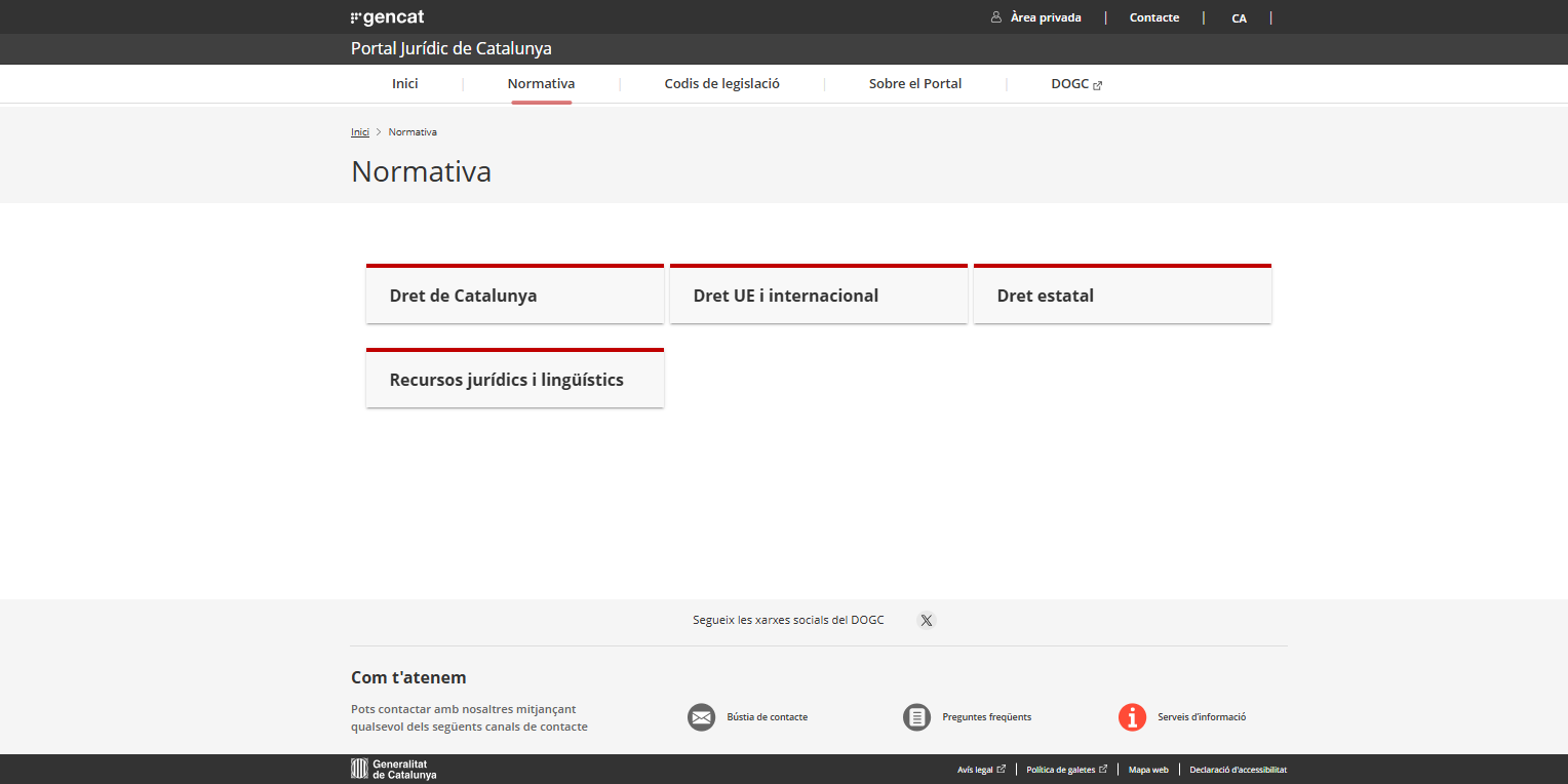 Normativa consultable classificada per àmbits
