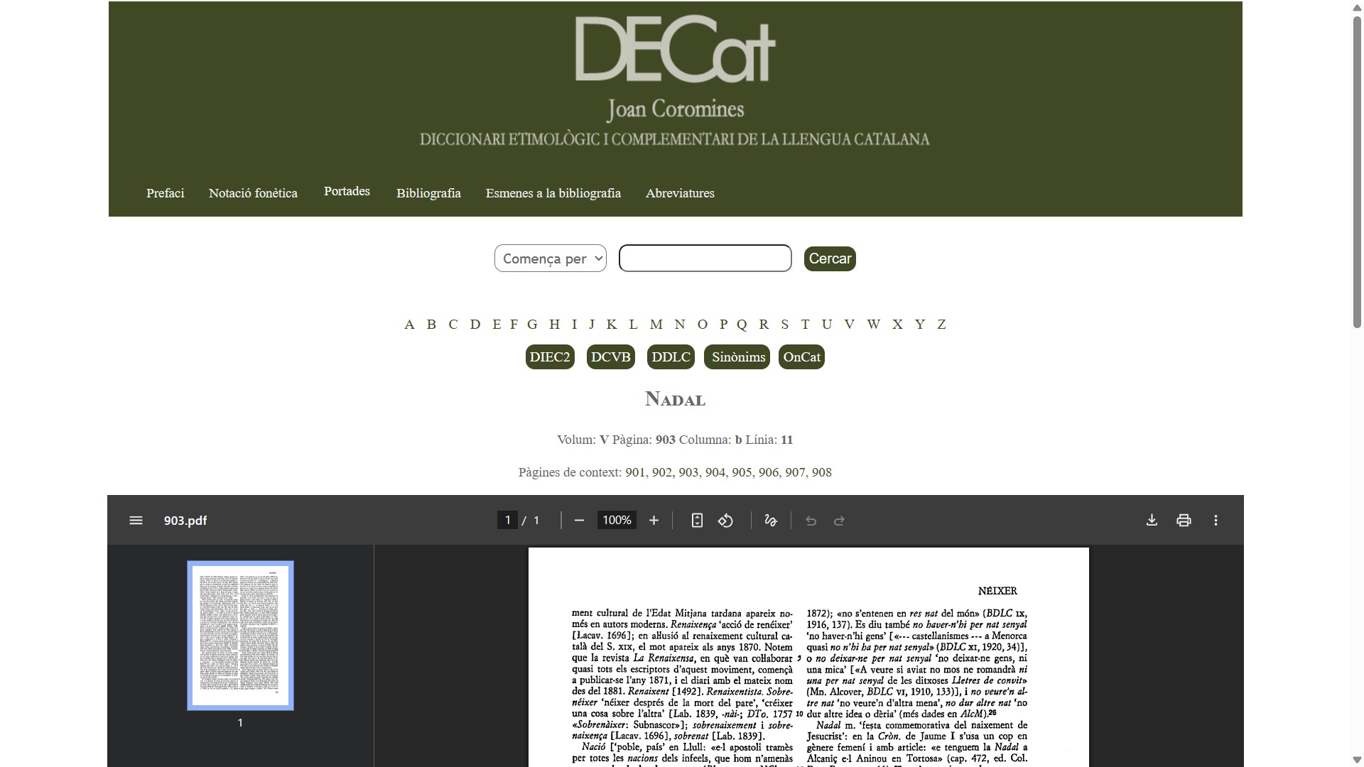 Cerca del mot <i>nadal</i> al <i>Diccionari etimològic i complementari de la llengua catalana</i>, de Joan Coromines Cerca del mot nadal al Diccionari etimològic i complementari de la llengua catalana, de Joan Coromines